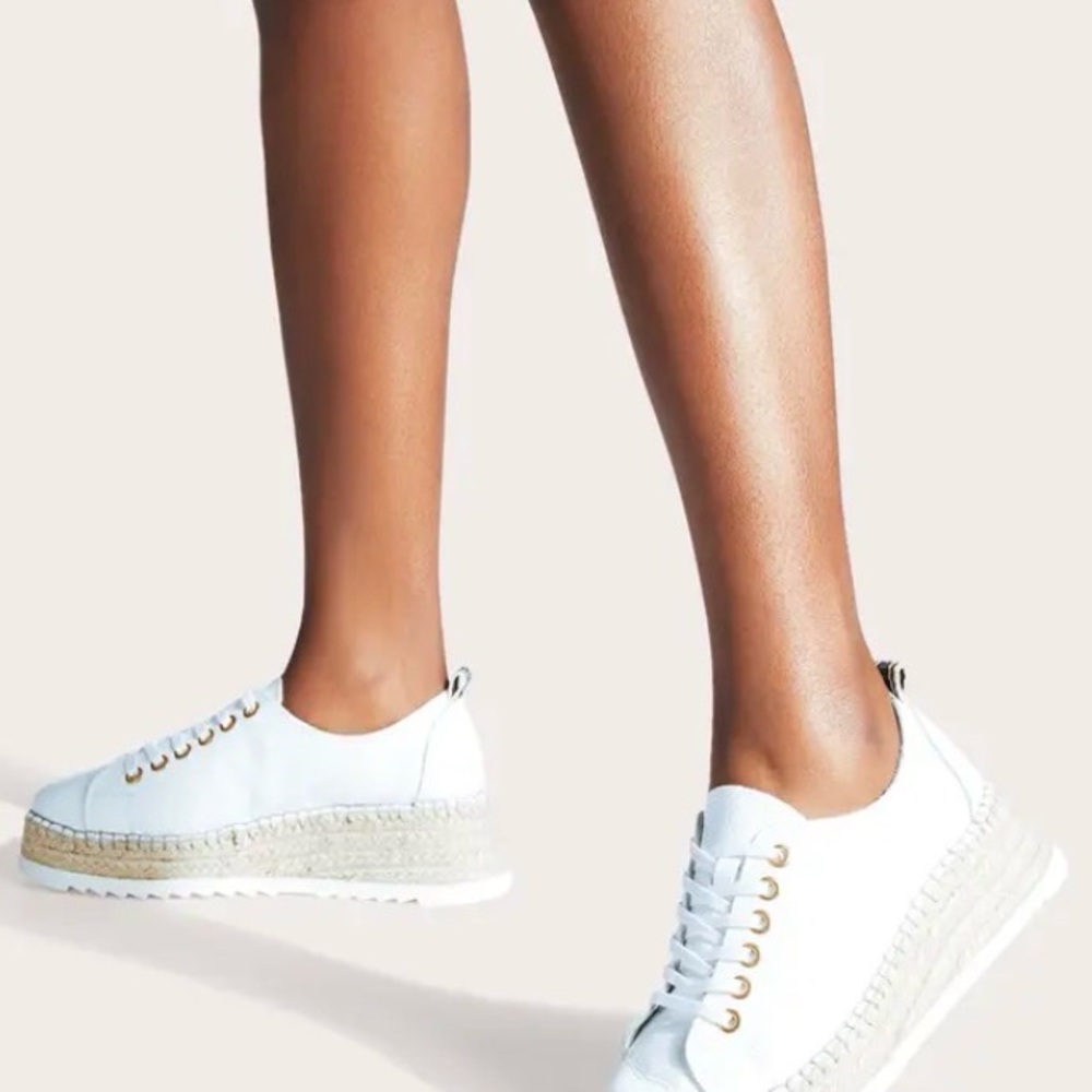 Carvela Chase White Espadrille Platform Trainers